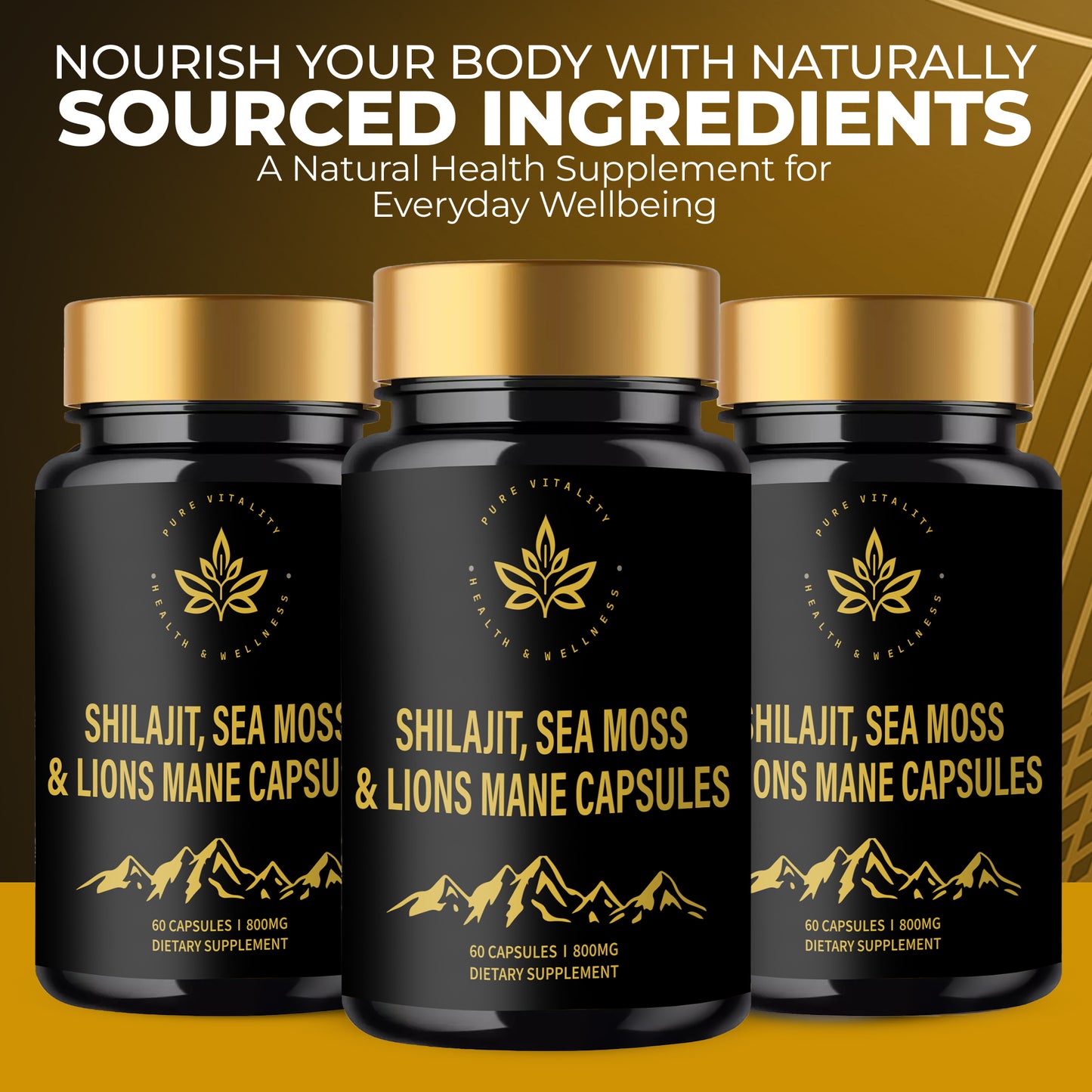 Shilajit, Sea Moss & Lions Mane Capsules – A Natural Plant-Based Food Supplement
