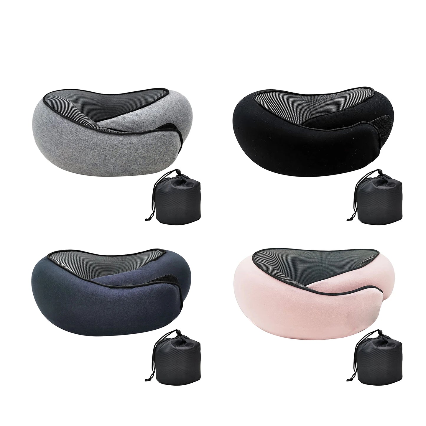 Ergonomic Memory Foam Travel Neck Pillow With Compact Carry Pouch