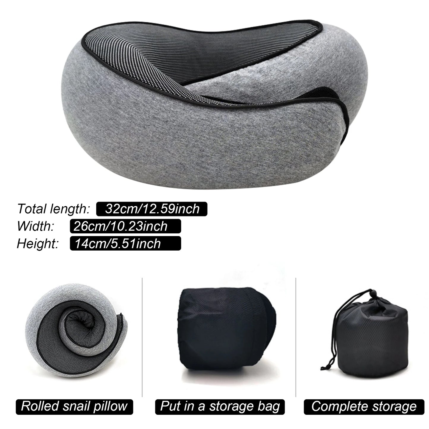 Ergonomic Memory Foam Travel Neck Pillow With Compact Carry Pouch