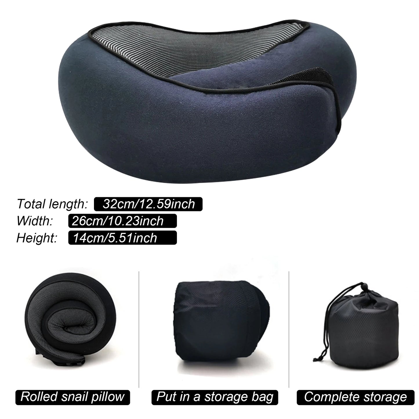 Ergonomic Memory Foam Travel Neck Pillow With Compact Carry Pouch