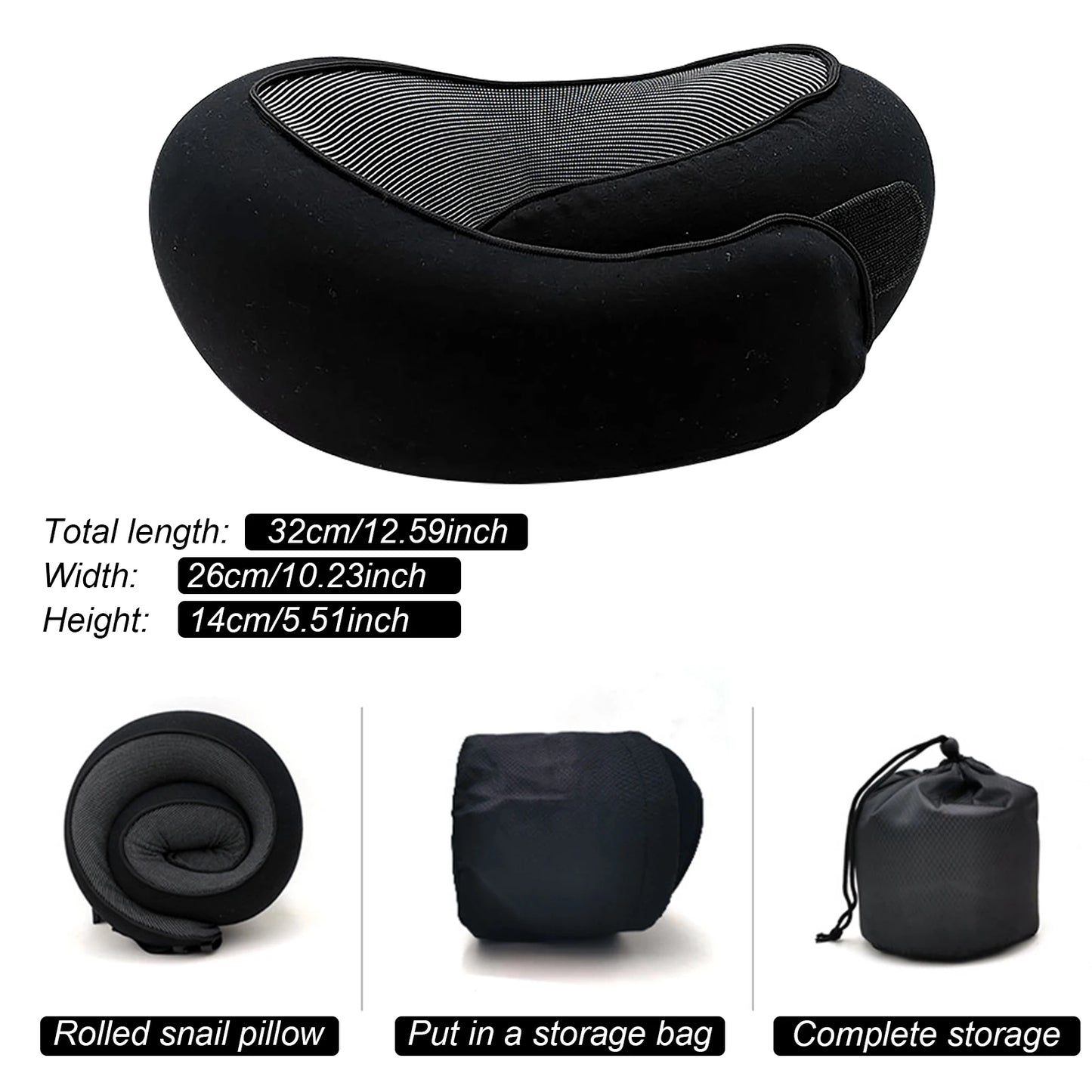 Ergonomic Memory Foam Travel Neck Pillow With Compact Carry Pouch
