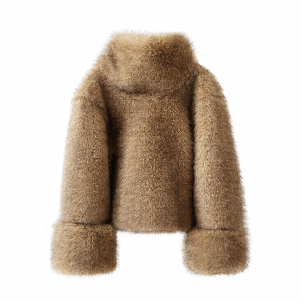 Aurevia Plush Faux Fur Cropped Jacket – Luxe Faux Mink Look Statement Outerwear