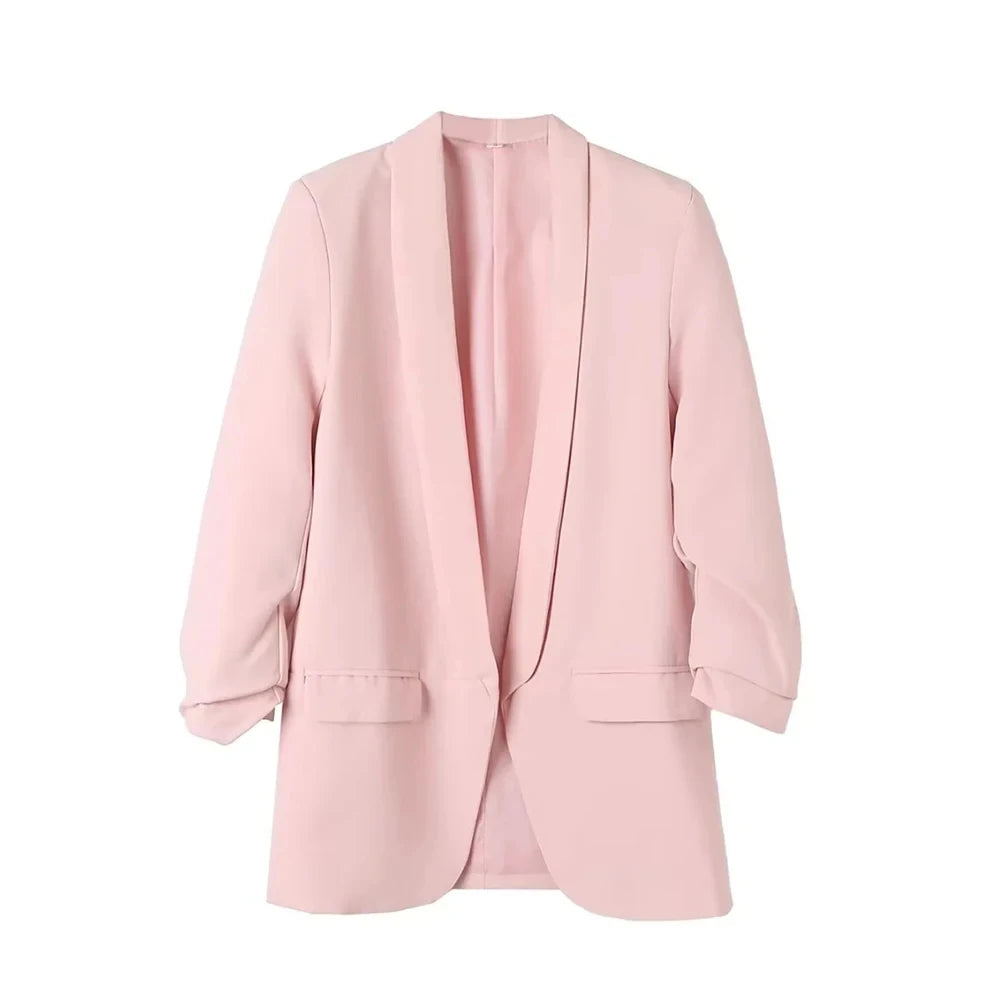 Ava Tailored Blazer – Bold Colour Statement Suit Jacket with Pleated Sleeves