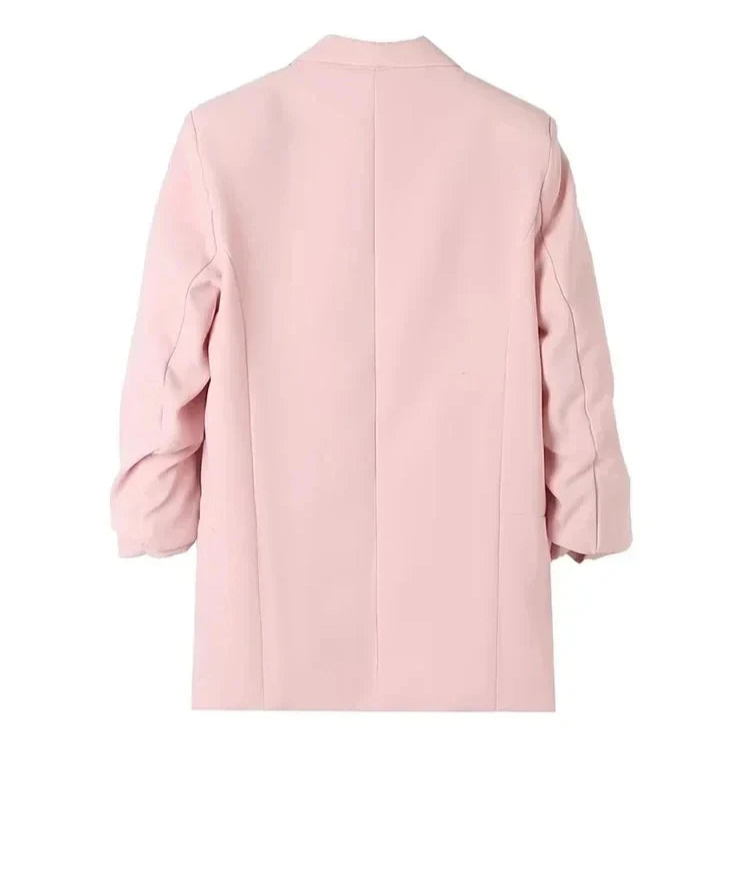 Ava Tailored Blazer – Bold Colour Statement Suit Jacket with Pleated Sleeves