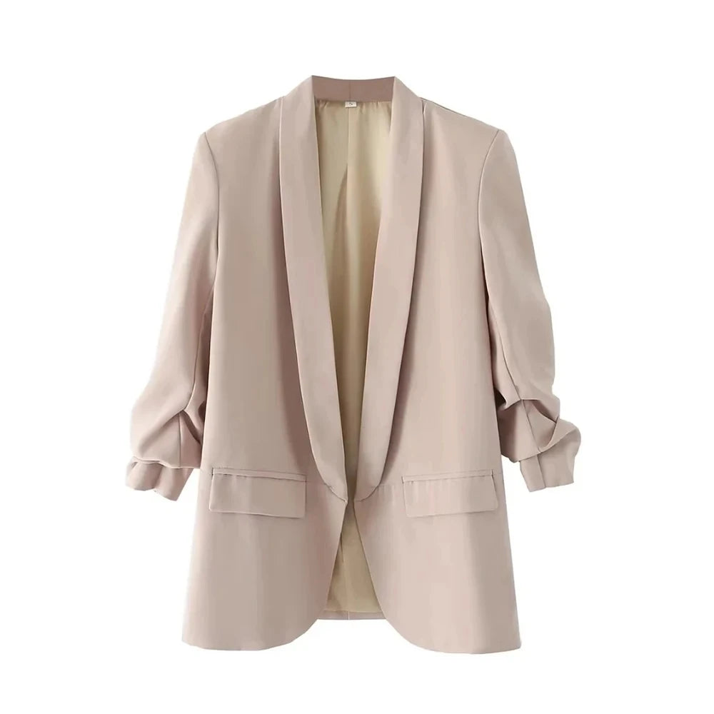 Ava Tailored Blazer – Bold Colour Statement Suit Jacket with Pleated Sleeves
