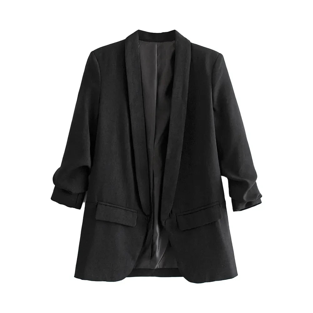 Ava Tailored Blazer – Bold Colour Statement Suit Jacket with Pleated Sleeves