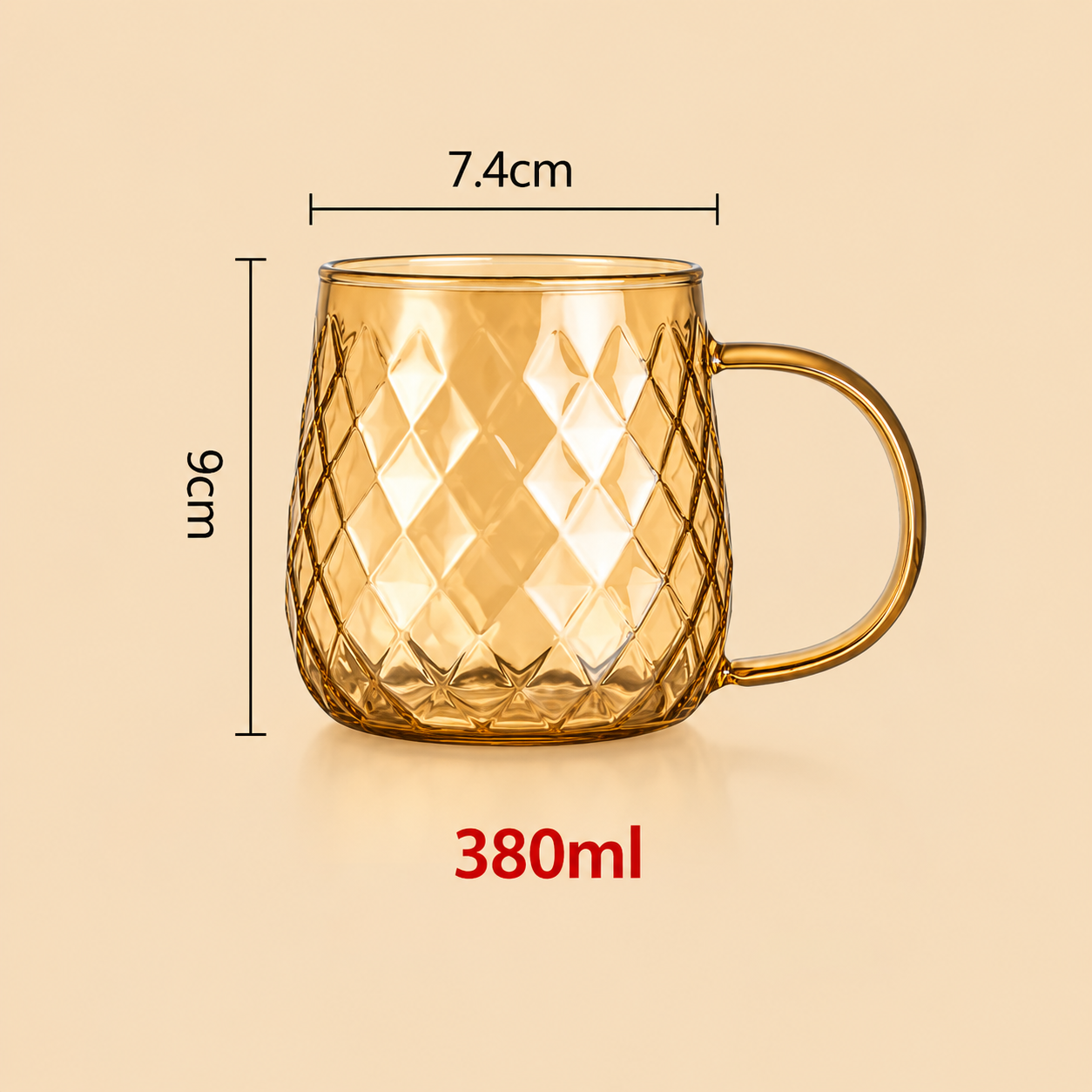 Auric Diamond Glass Mug Set – Tea & Latte Cups