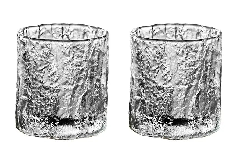 Clear Textured Drinking Glass – 1, 2 pcs Clear Crystal Whiskey & Cocktail Glass With Luxury Gift Box