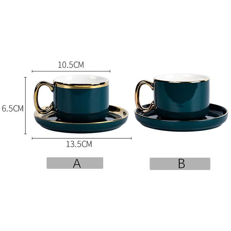 Arvella Ceramic Tea & Coffee Cup and Saucer Set – Gold Handle Drinkware