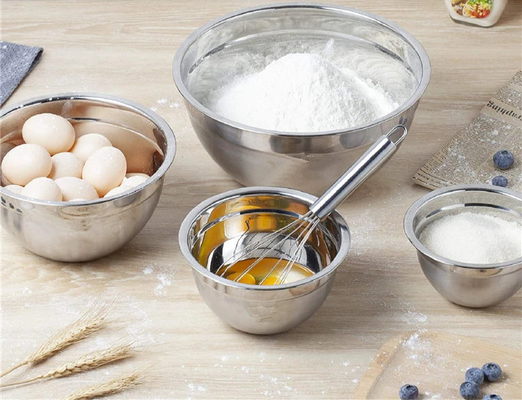 Stainless Steel Mixing Bowls with Airtight Lids – 6-Piece Nesting Bowl Set for Baking, Cooking & Food Storage
