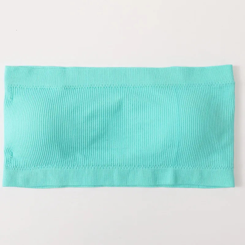 Riva Ribbed Bandeau Crop Tops – Strapless Stretch Tube Tops in Multiple Colours