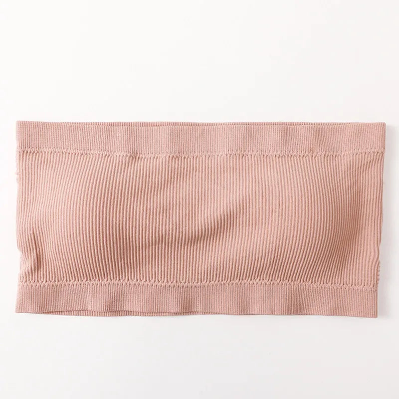 Riva Ribbed Bandeau Crop Tops – Strapless Stretch Tube Tops in Multiple Colours