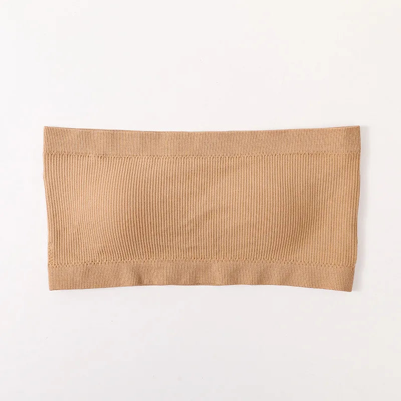 Riva Ribbed Bandeau Crop Tops – Strapless Stretch Tube Tops in Multiple Colours