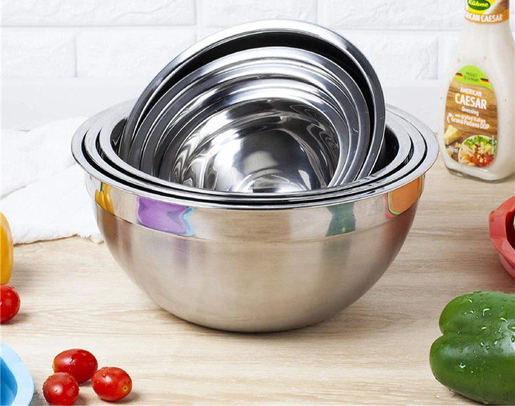 Stainless Steel Mixing Bowls with Airtight Lids – 6-Piece Nesting Bowl Set for Baking, Cooking & Food Storage