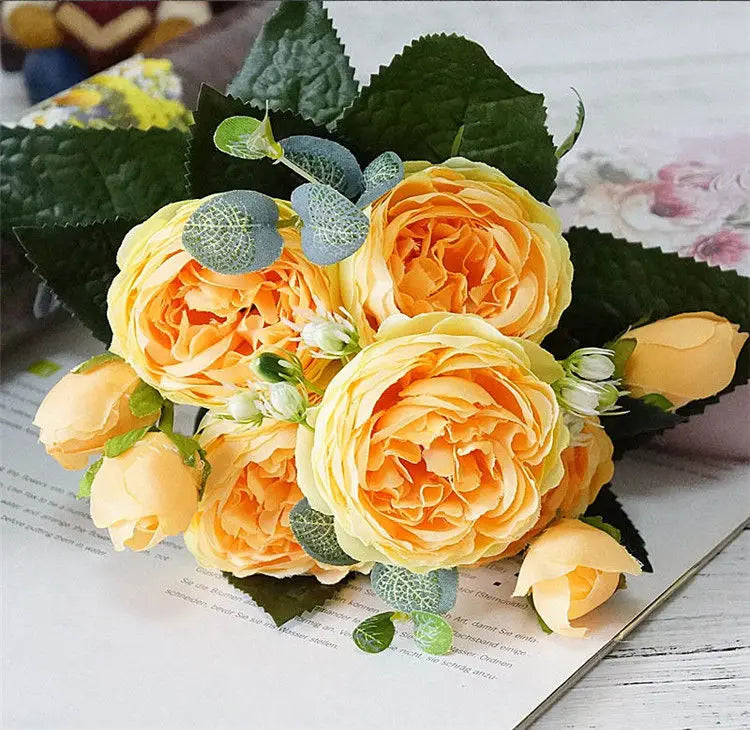 Silk Rose Peony Flower Bouquet