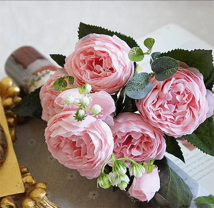 Silk Rose Peony Flower Bouquet