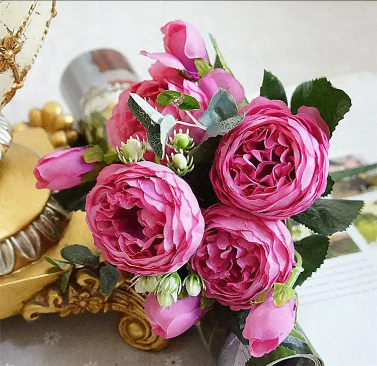 Silk Rose Peony Flower Bouquet