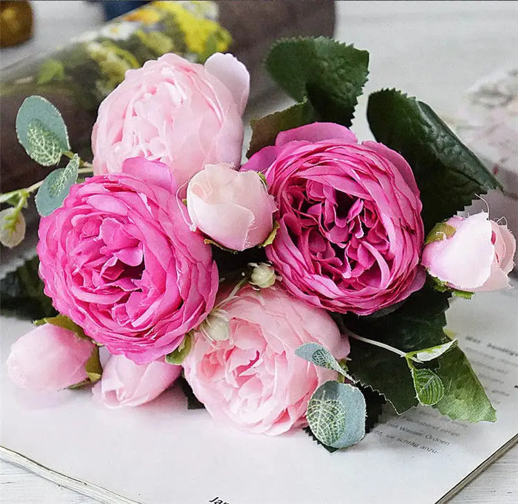 Silk Rose Peony Flower Bouquet