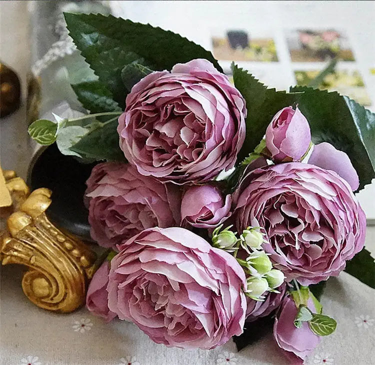 Silk Rose Peony Flower Bouquet