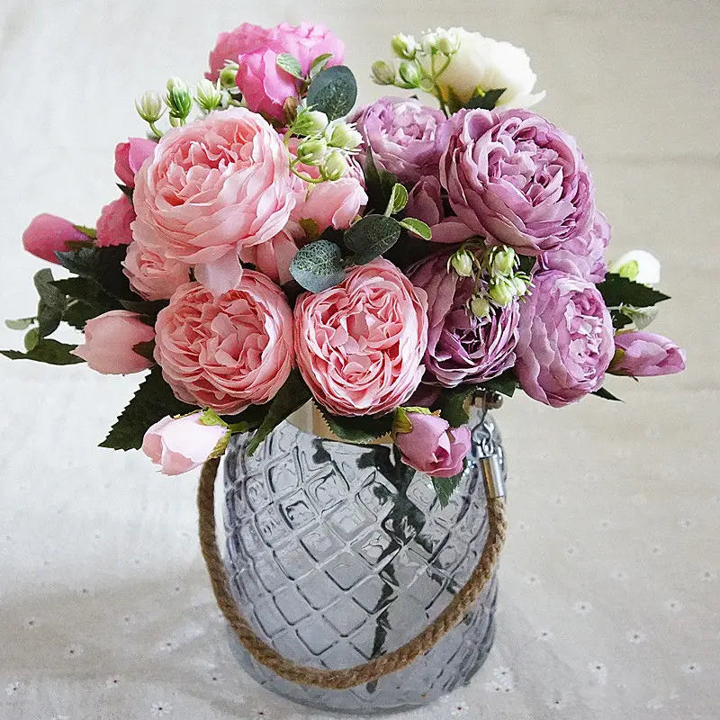 Silk Rose Peony Flower Bouquet