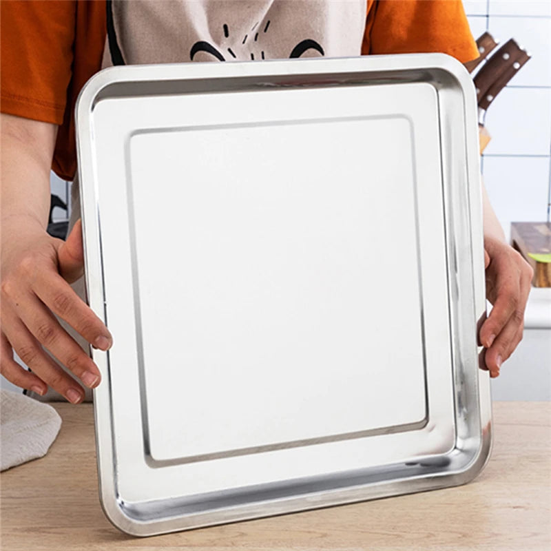 Stainless Steel Square Baking Tray – Heavy Duty Oven Roasting Pan