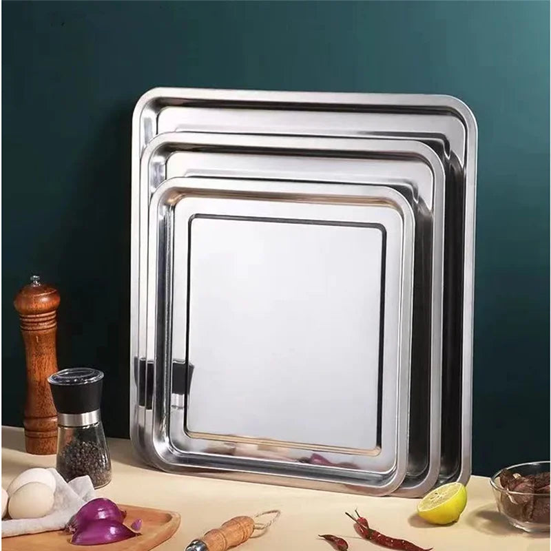 Stainless Steel Square Baking Tray – Heavy Duty Oven Roasting Pan