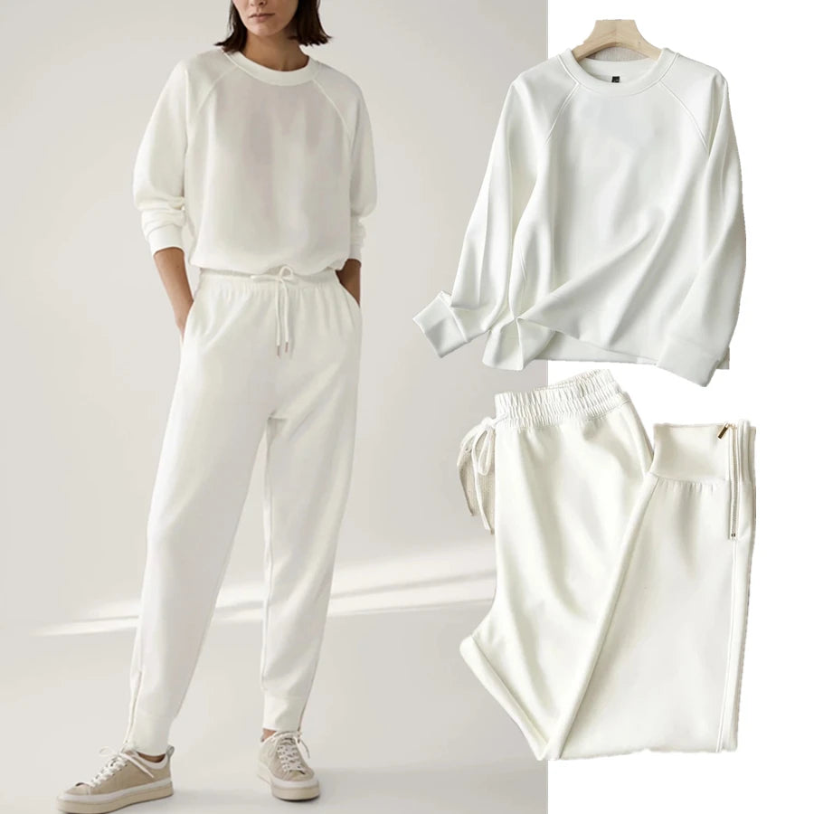 Sierra White Sweatshirt & Pants Co-Ord Set