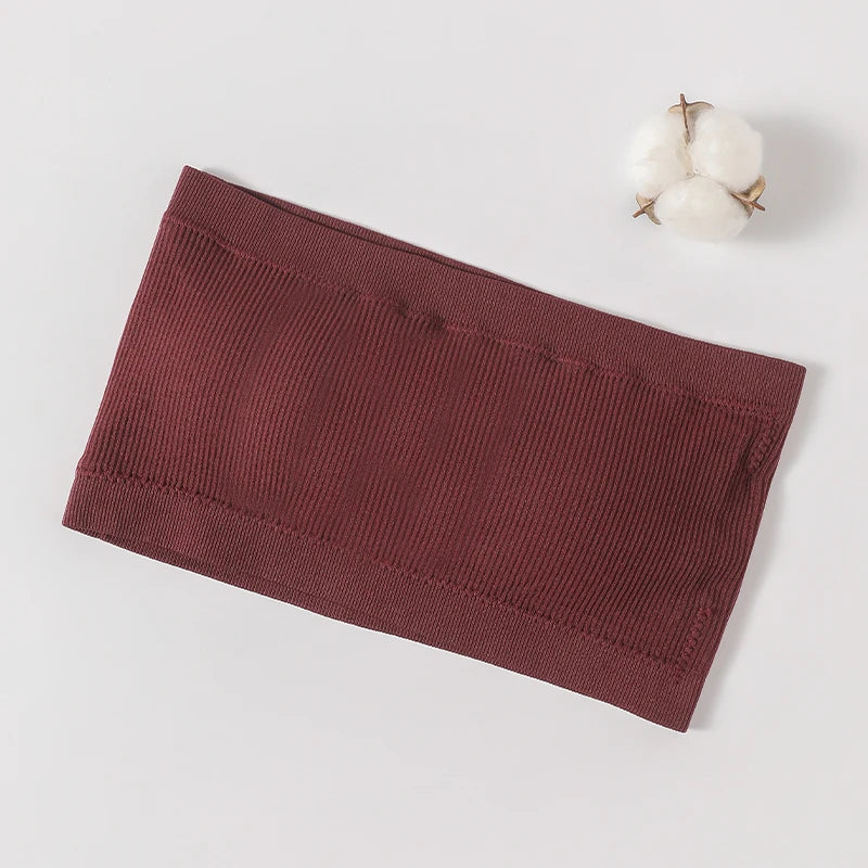 Riva Ribbed Bandeau Crop Tops – Strapless Stretch Tube Tops in Multiple Colours