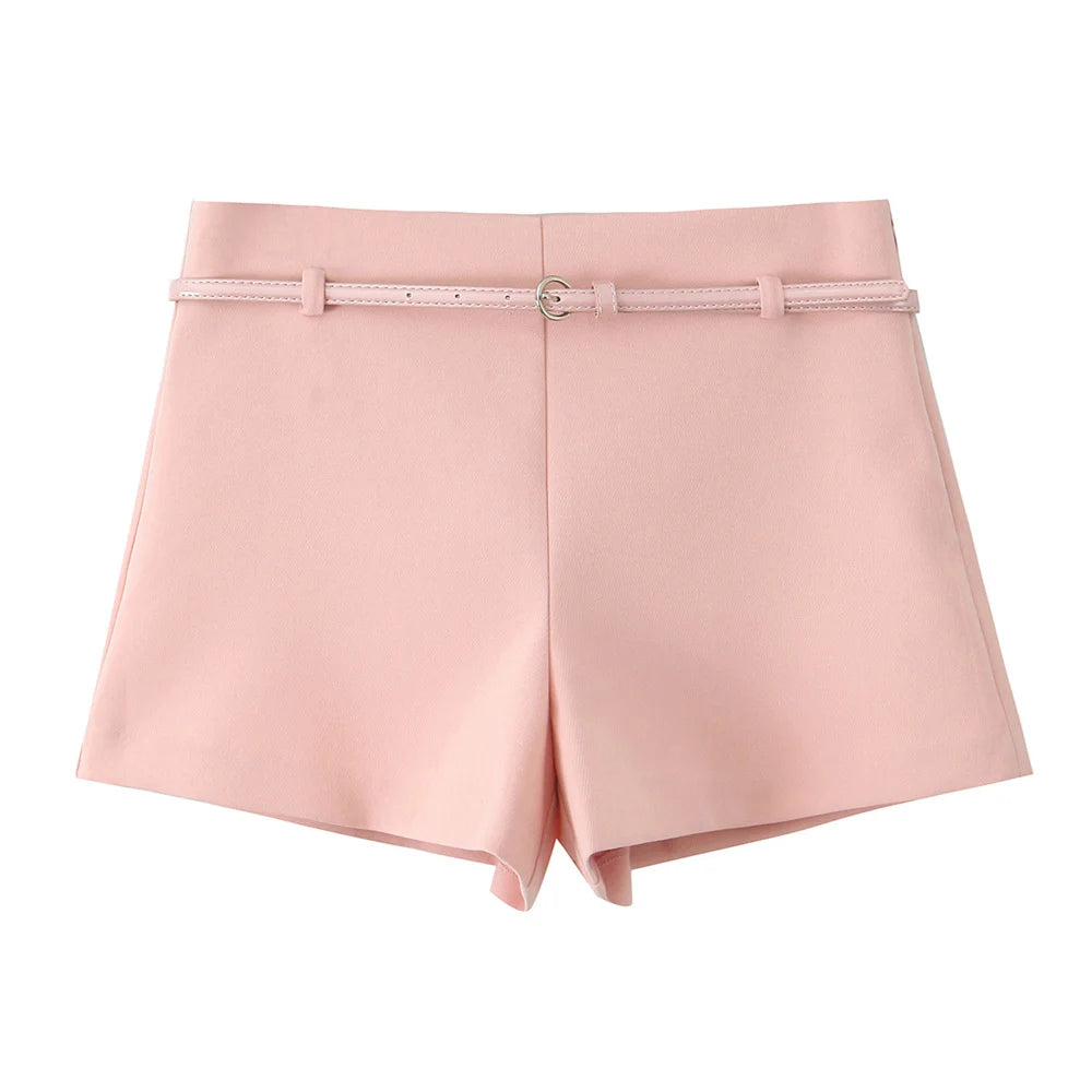 Lila Belted Sleeveless Waistcoat & Shorts Co-Ord Set - Stylish Daywear & Occasionwear