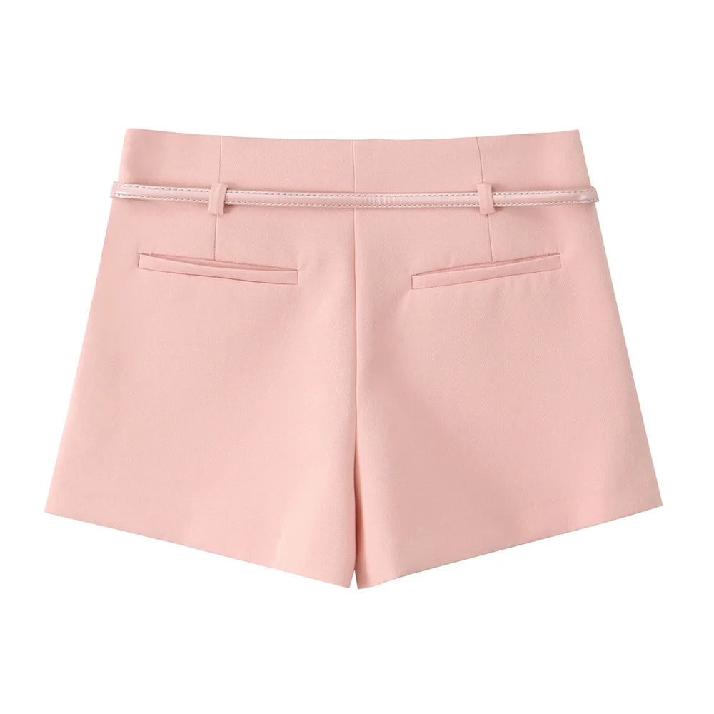 Lila Belted Sleeveless Waistcoat & Shorts Co-Ord Set - Stylish Daywear & Occasionwear