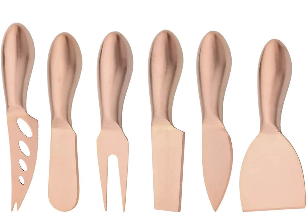 Cheese Knife Set – 6-Piece Stainless Steel Cheese Cutters for Soft & Hard Cheeses - In Various Colours