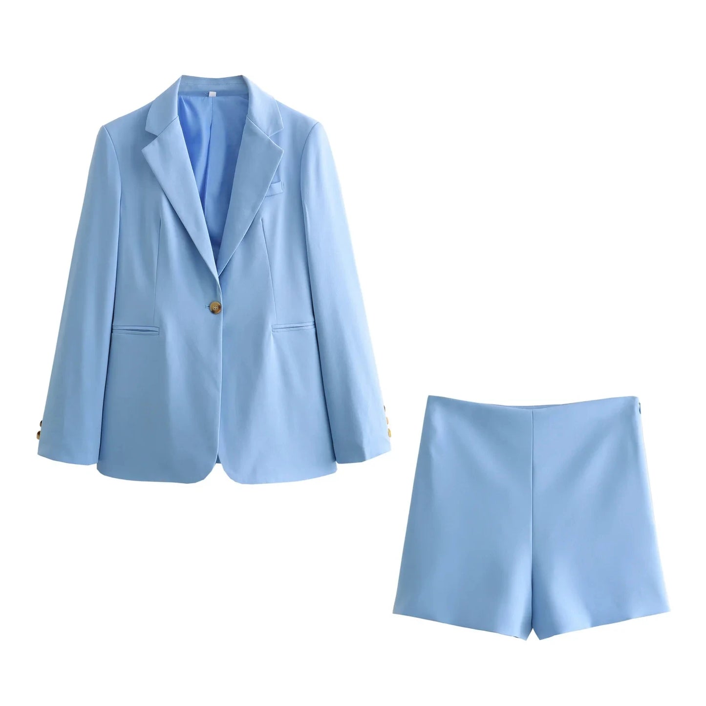 Zelina Tailored Light Blue Blazer Co-Ord Set – Two-Piece with Trousers or Shorts for Summer Outfits