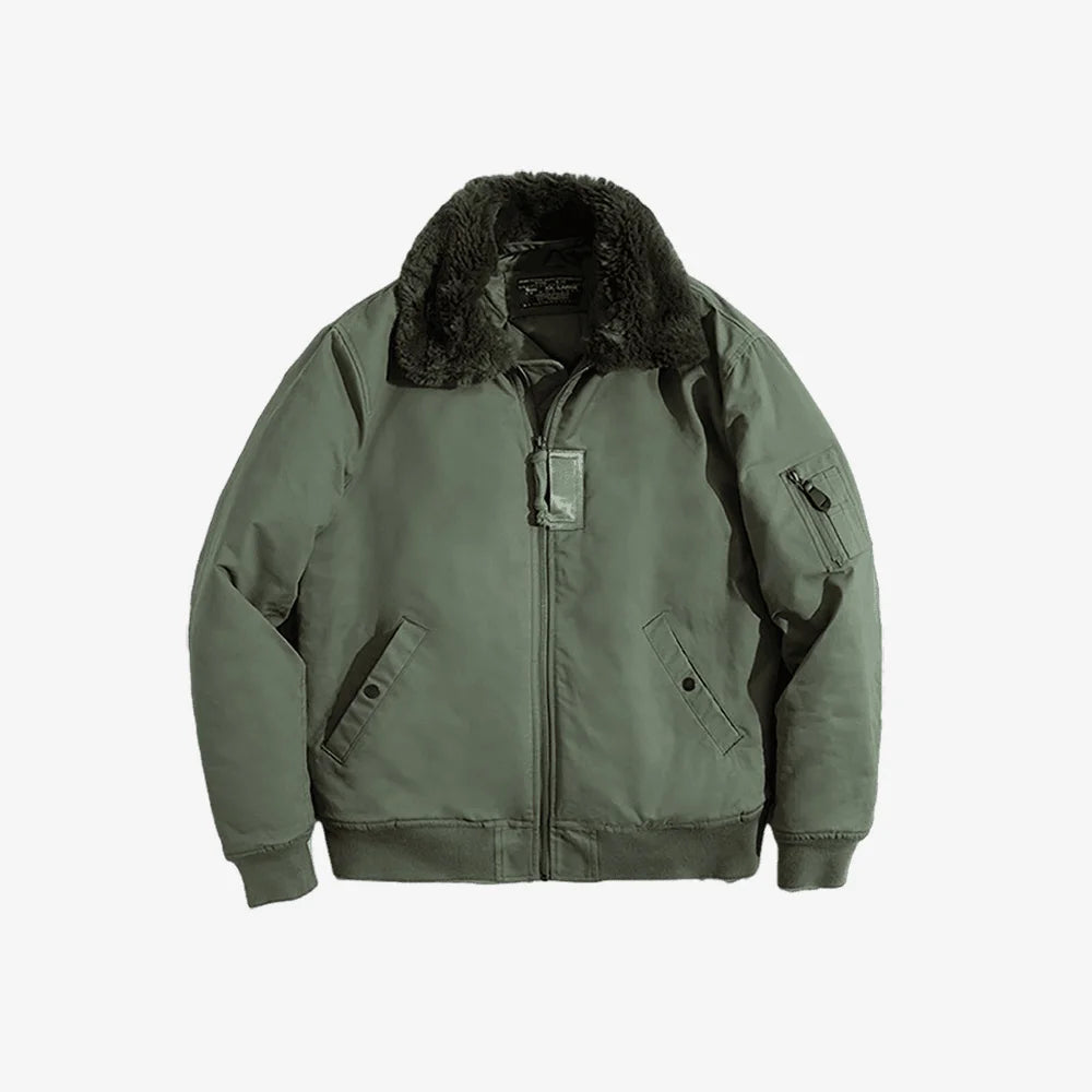 Aviator Bomber Jacket – Faux Fur Collar & Utility Pocket