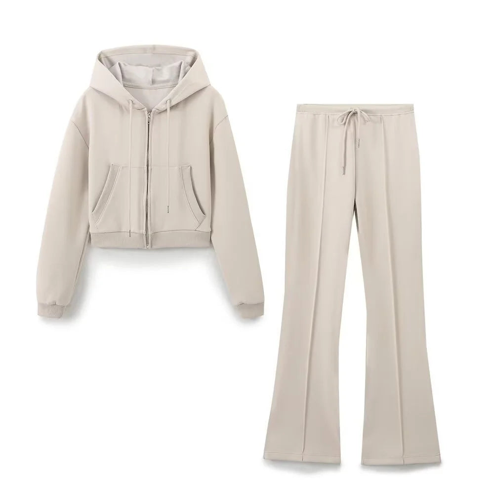 Cropped Hoodie & Flared Joggers Co-Ord Set