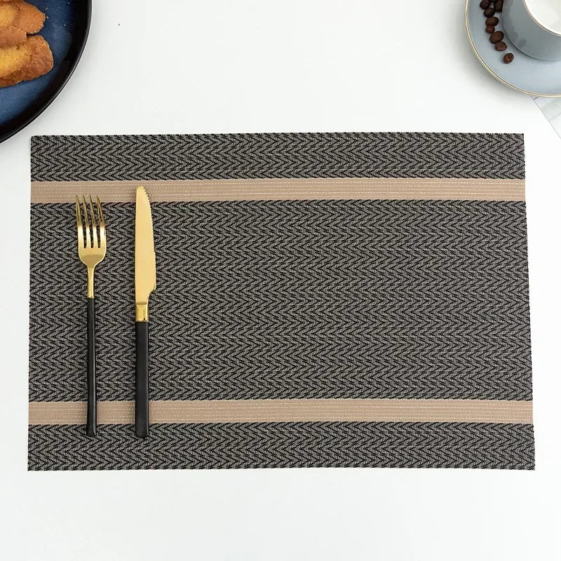 Modern Stripe Woven Placemats – 2/4/6 Piece Set Heat Resistant Table Mats for Dining Table Setting