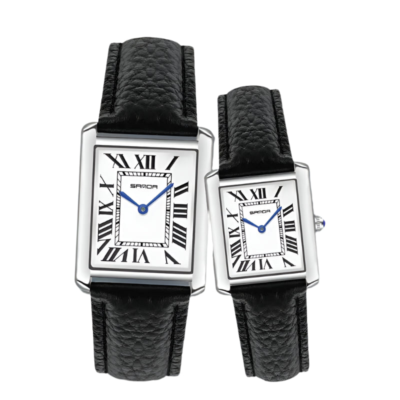 Luxury Roman Numeral Couples Watch With Classic Leather Strap