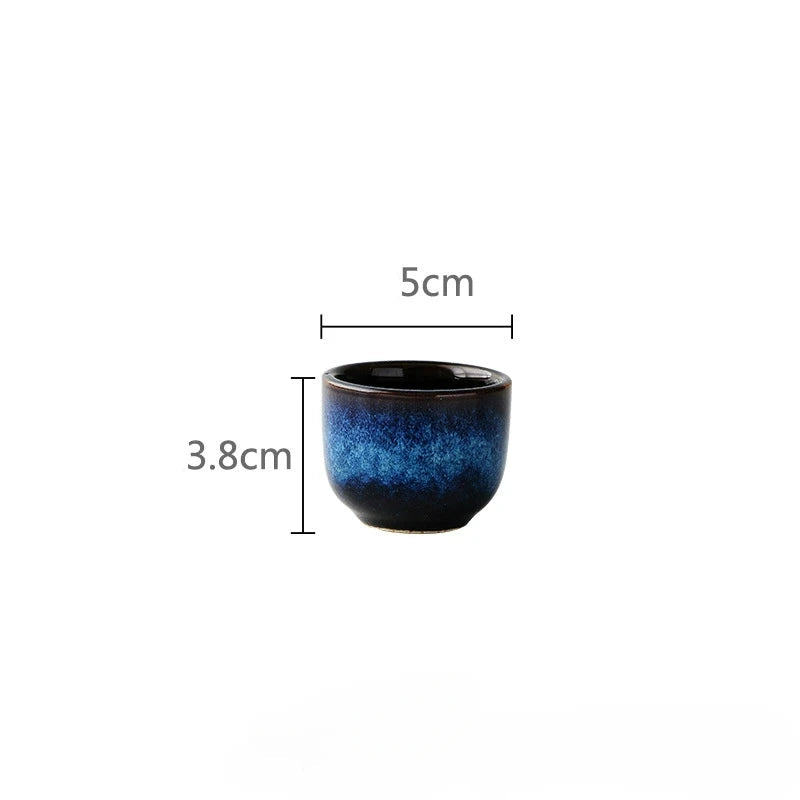 Midnight Azure Sake Set – 5-Piece Japanese Ceramic Carafe & Cup Set for Home Bar & Gift
