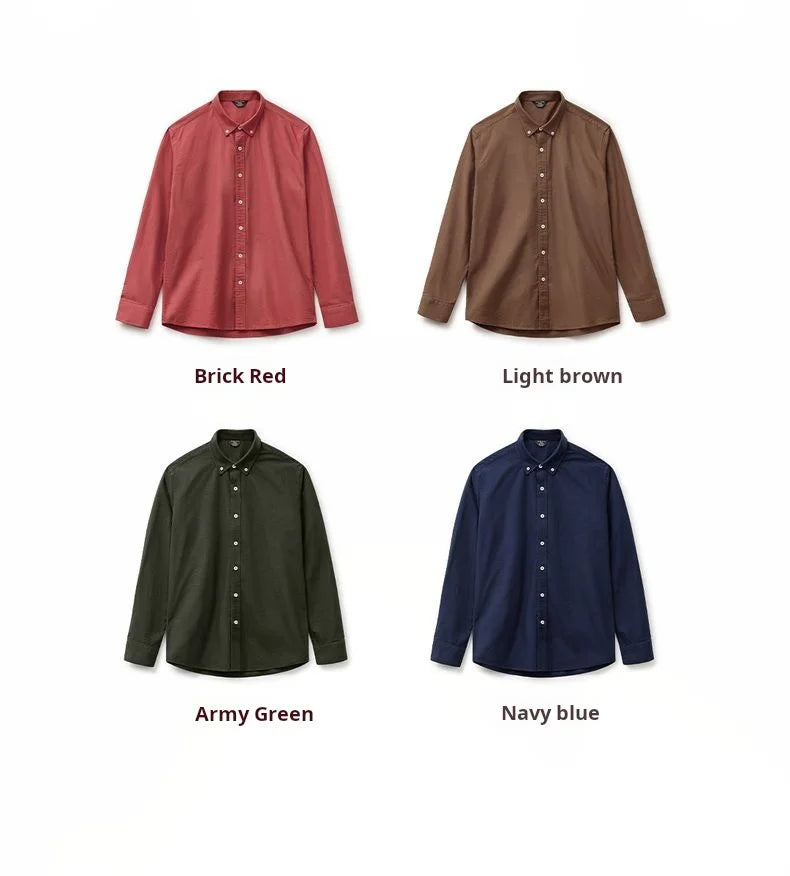 Redford Men’s Long Sleeve Oxford Shirt – 100% Cotton Brushed Casual Button Down Shirt