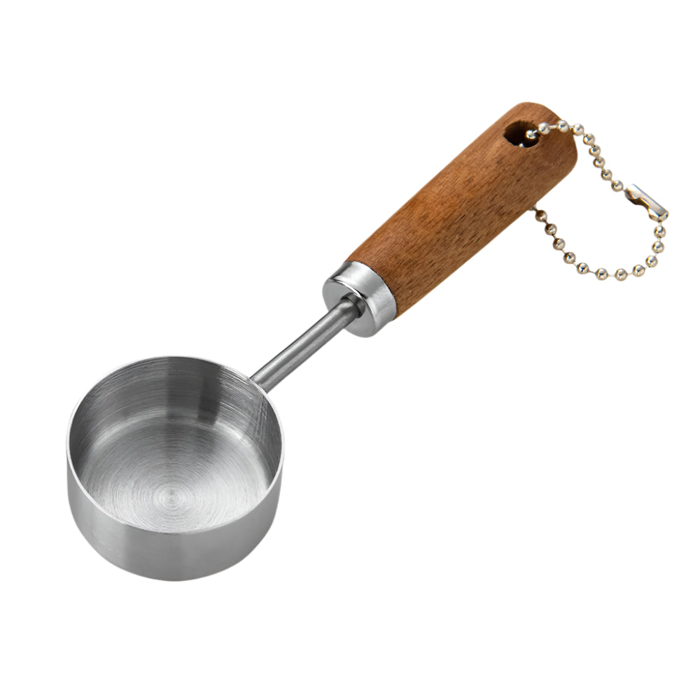 Wooden Handle Measuring Cups and Spoons Set - Stainless Steel Kitchen Baking Tools in 1Pc, 4Pcs or 8Pcs Silver, Black or Gold
