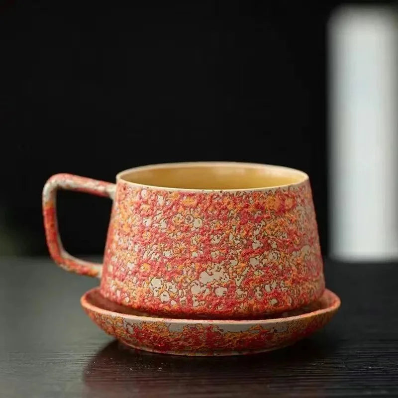Terra Reactive Glaze Mug & Saucer Set – Ceramic Coffee Cup