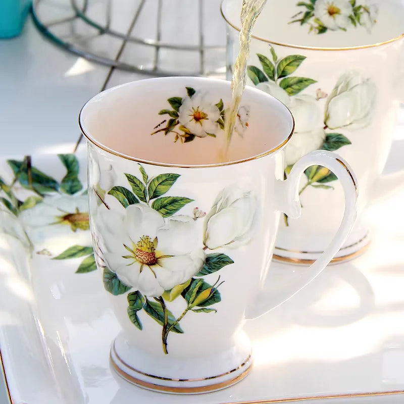 English Garden Ceramic Tea Set Collection – Afternoon Tea Cups, Saucers, Mugs & Teapots with Floral Design