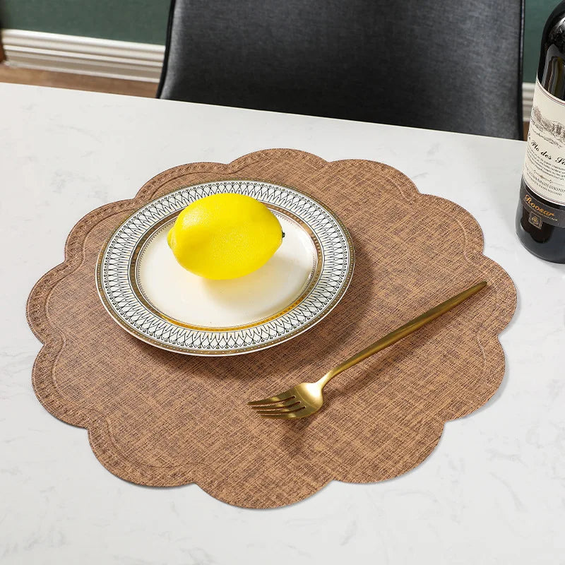 Curved Edge Textured Placemats – Set of 4 or 6 Piece Wipeable Heat-Resistant Table Mats for Dining & Kitchen Decor