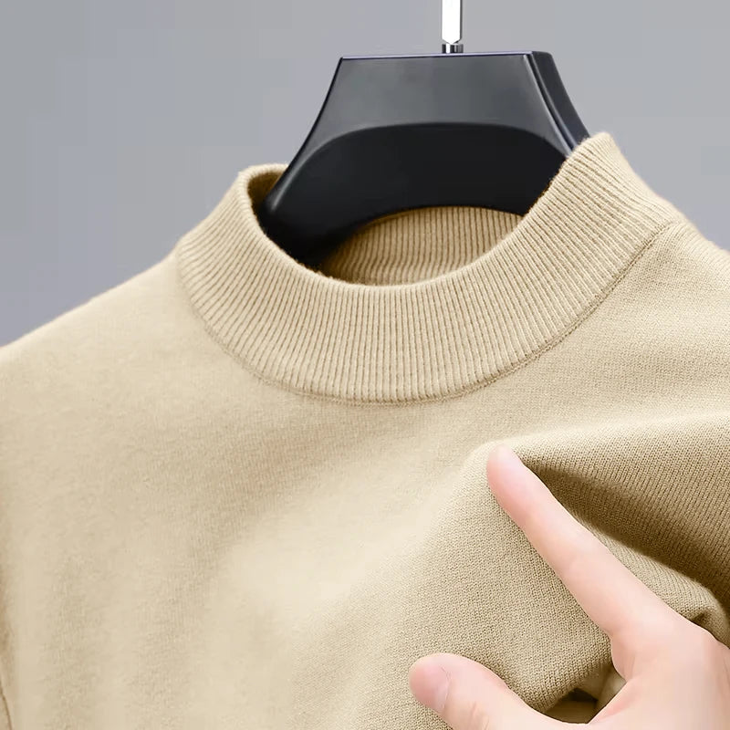 Men’s Mock Neck Knit Jumper – Long Sleeve Layering Pullover