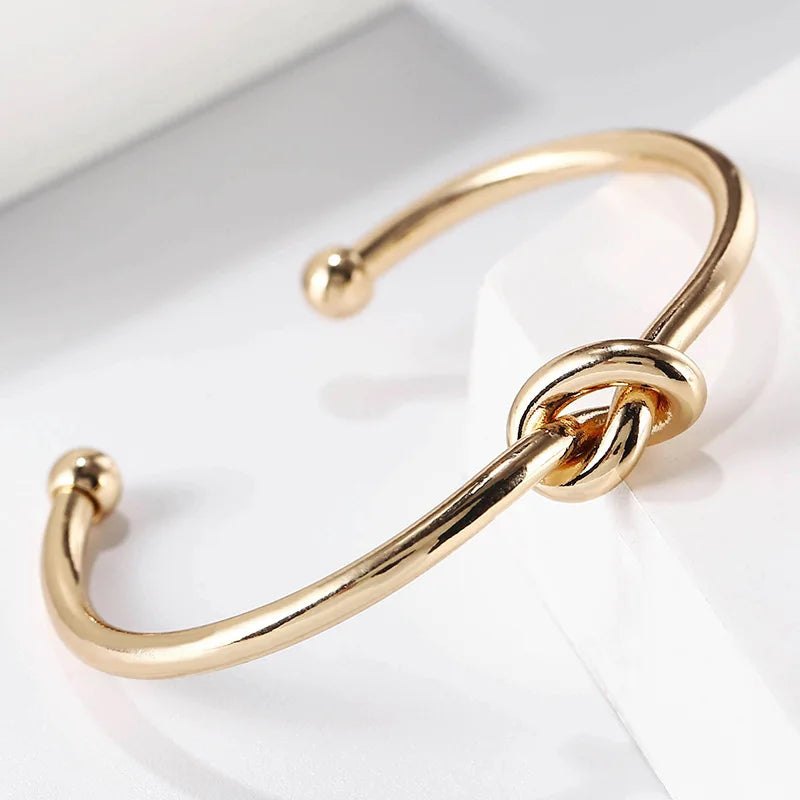 Gold Knot Bangle Bracelet