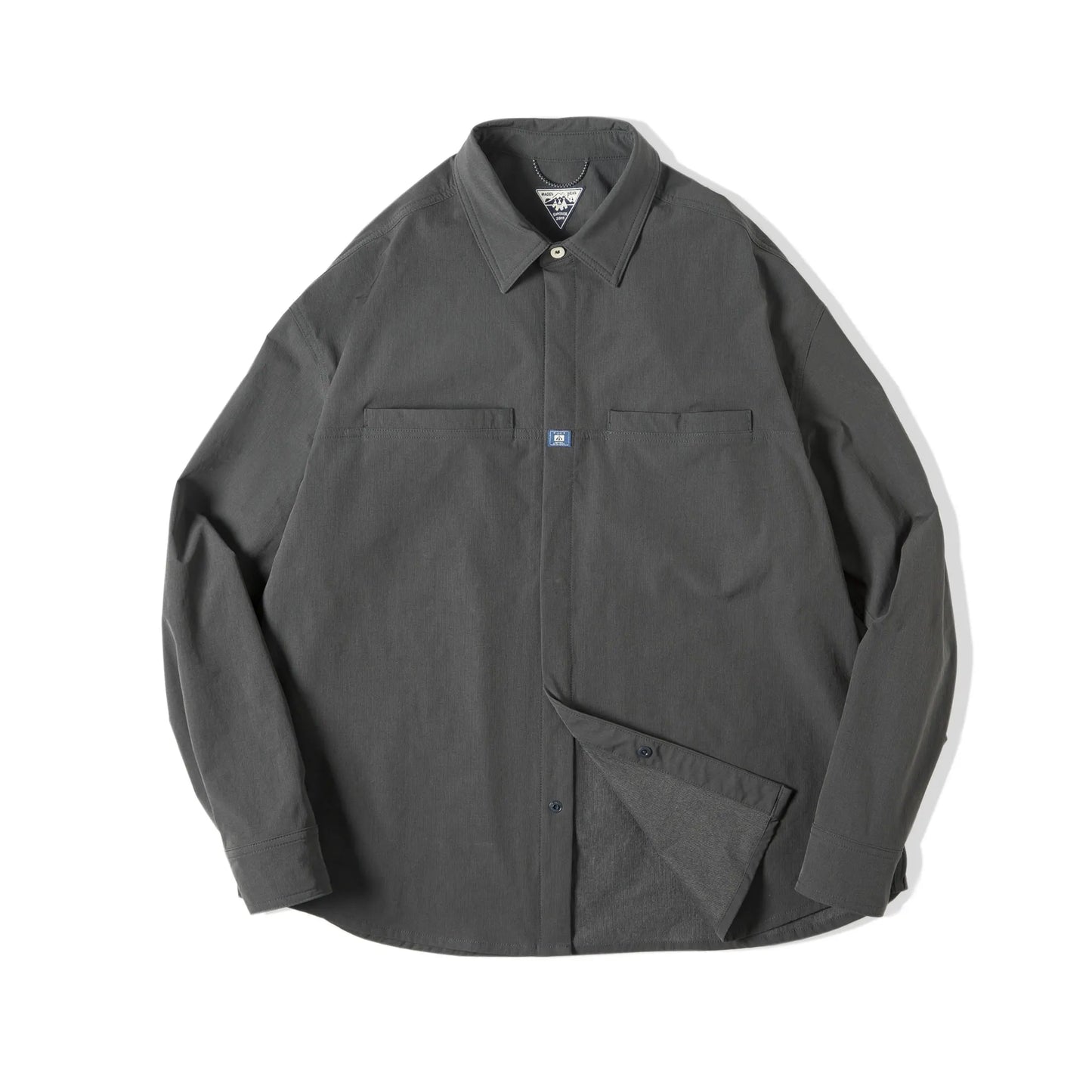 Caldwick Men’s Long Sleeve Shirt Jacket – Dark Grey Button-Up Overshirt with Chest Pockets