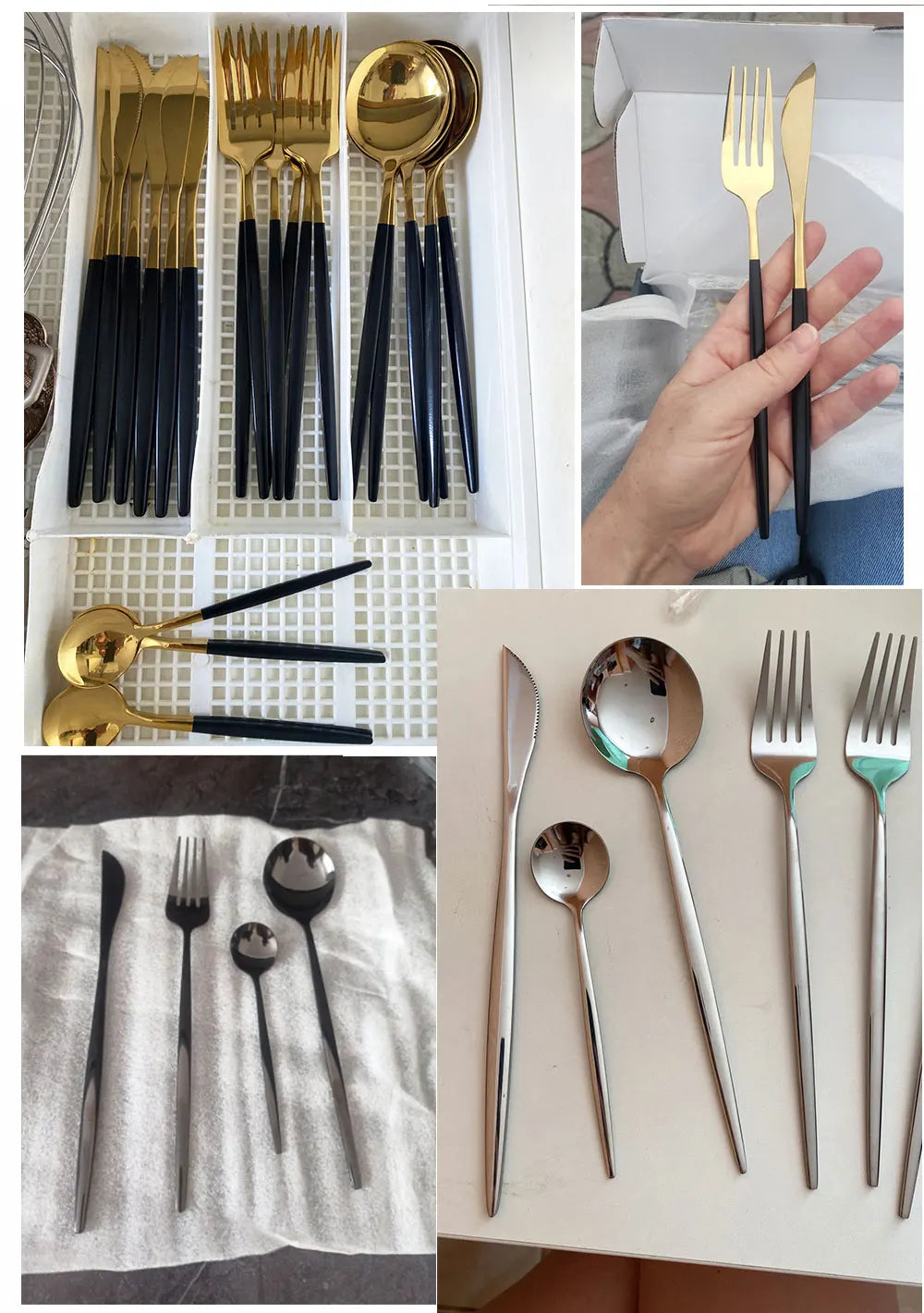 24-Piece Stainless Steel Cutlery Set – Luxury Knife, Fork, Spoon & Teaspoon Flatware Set with Gift Box – Black, Gold, Silver & Mixed Colours