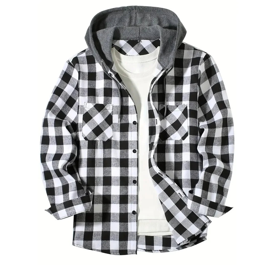 Men's Plaid Hooded Flannel Shirt