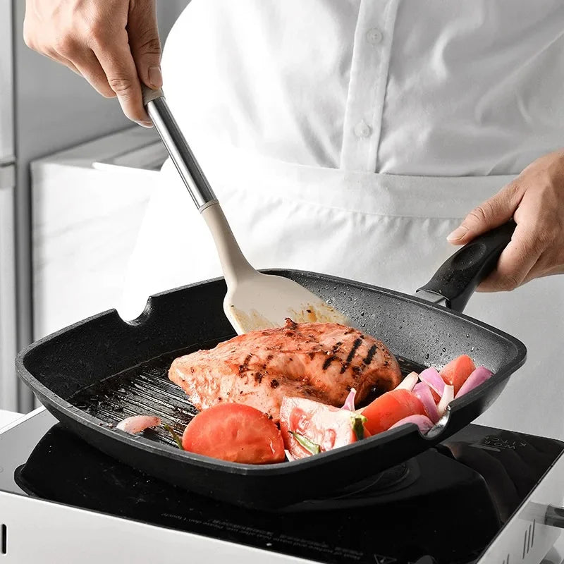 12-Piece Rotating Kitchen Utensil Set – Heat-Resistant Silicone & Stainless Steel Cooking Tools with Holder