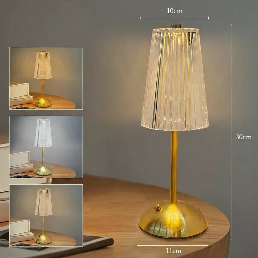 Aurora Crystal Touch LED Table Lamp – Gold Dimmable Bedside & Dining Lamp with 3 Light Settings