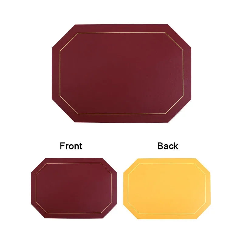 Modern Leather Octagon Placemats – 1/2/4/6 Set Of Reversible Easy-Clean Dining Table Mats in Multi Colours